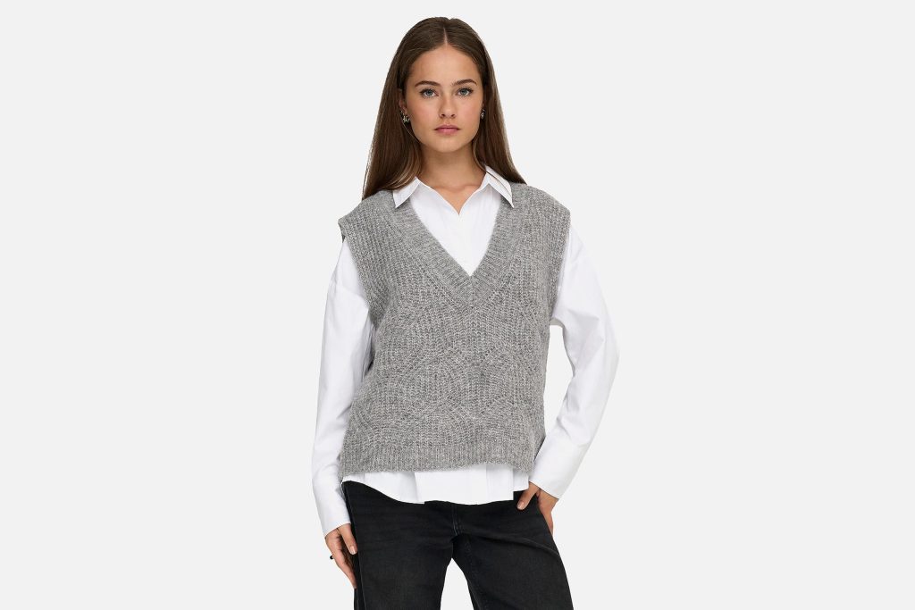 GILA VNECK VEST MED GREY
