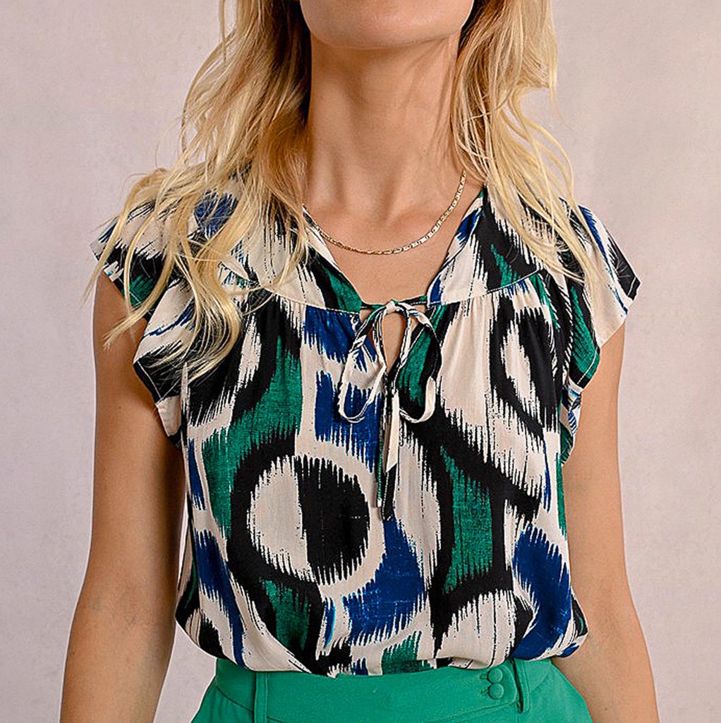 TOP MOLLY PRINT GREEN BLUE
