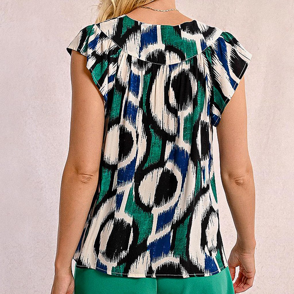 TOP MOLLY PRINT GREEN BLUE