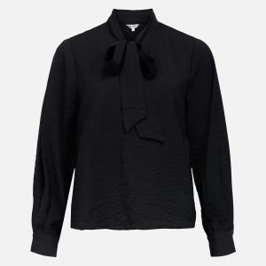 JACIRA BOW SHIRT BLACK – Image 1