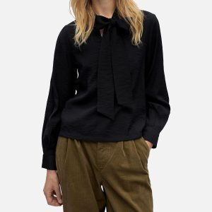 JACIRA BOW SHIRT BLACK – Image 2