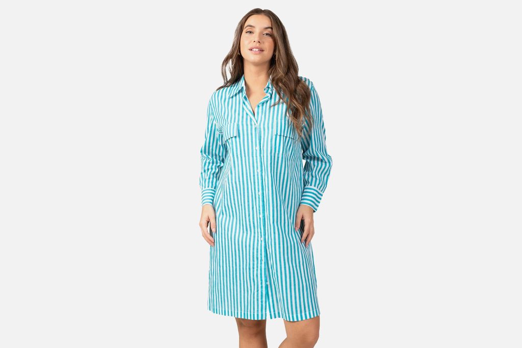 ROBE CHEM RAYE BLEU MARIN