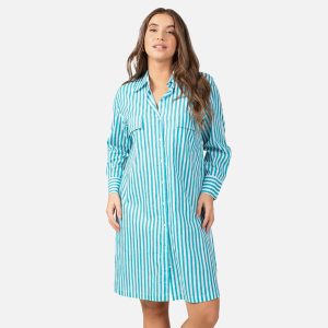 ROBE CHEM RAYE BLEU MARIN – Image 2