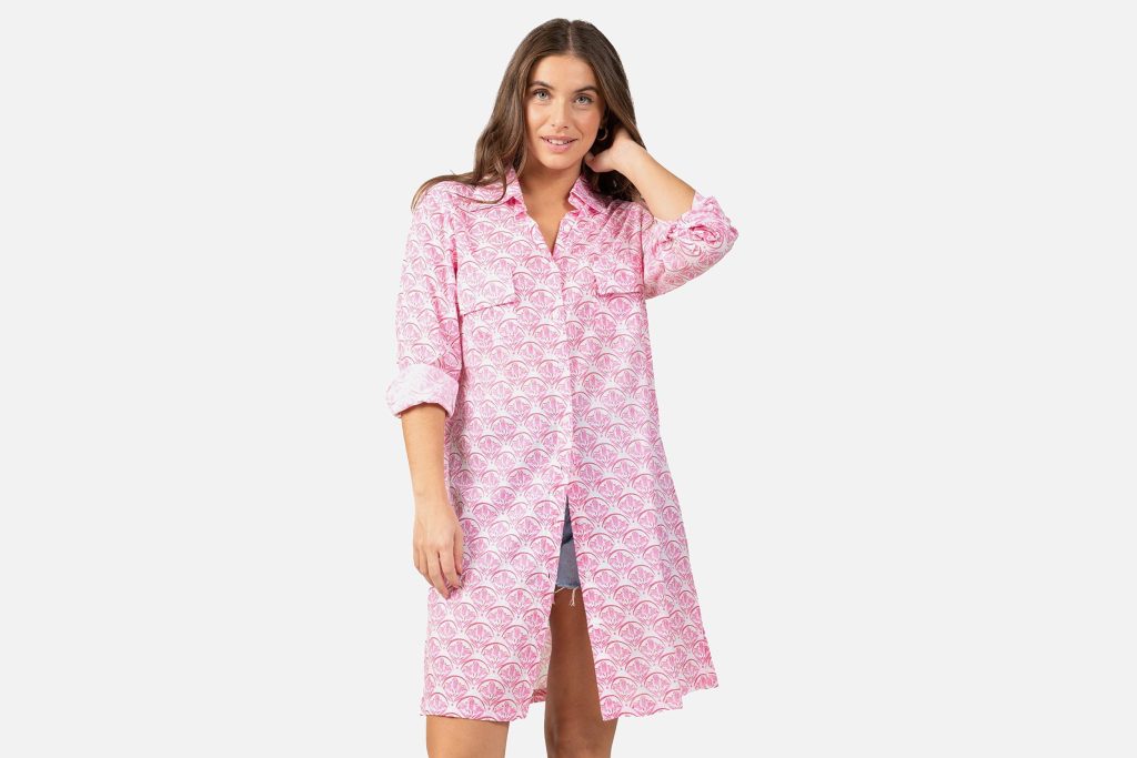ROBE CHEMISE LOTUS ROSE POUDRE