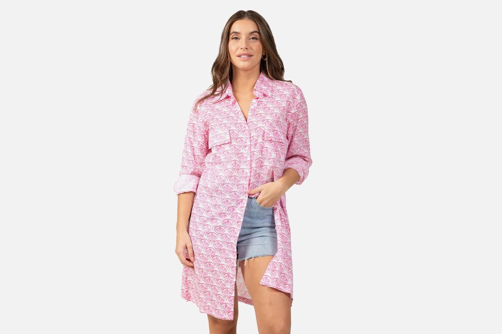 ROBE CHEMISE LOTUS ROSE POUDRE