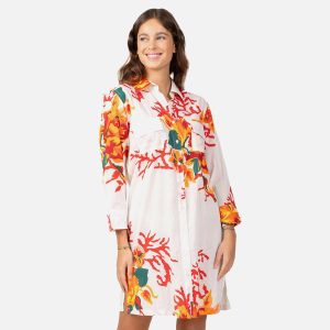 ROBE CHEM CORAIL FLEURI BLANC - Image 1