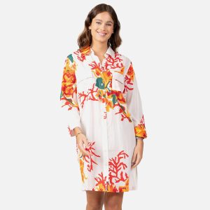 ROBE CHEM CORAIL FLEURI BLANC - Image 2