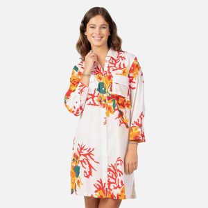 ROBE CHEM CORAIL FLEURI BLANC - Image 3