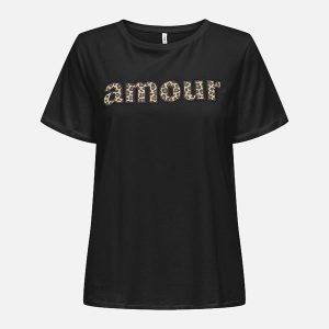 LINE TEE BLACK AMOUR – Image 1