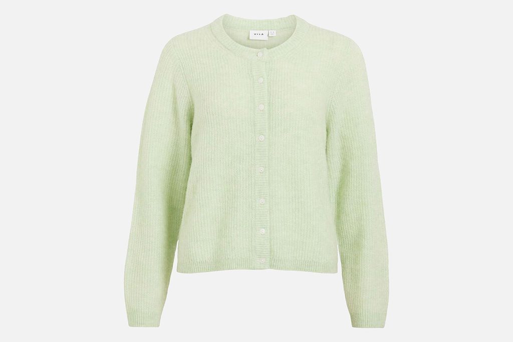ORY O NECK CARDI SMOKE GREEN