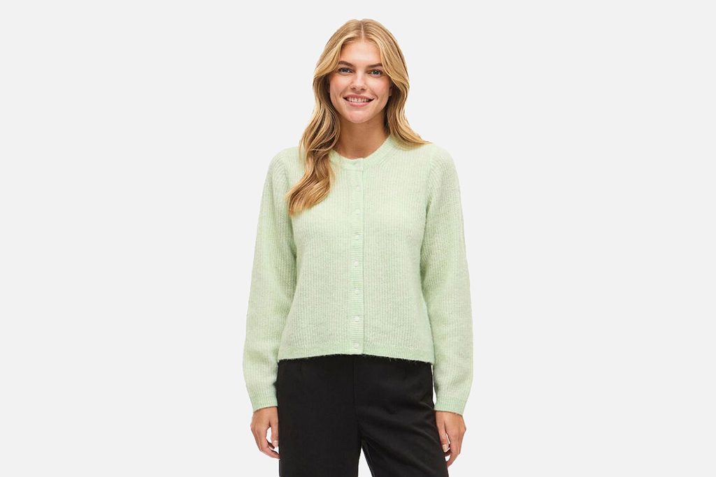 ORY O NECK CARDI SMOKE GREEN