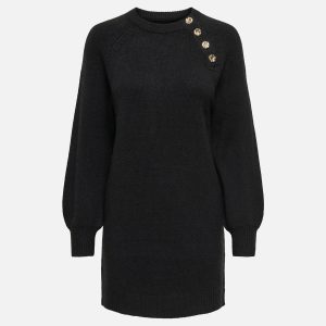 EMMA BUTTON DRESS BLACK – Image 1