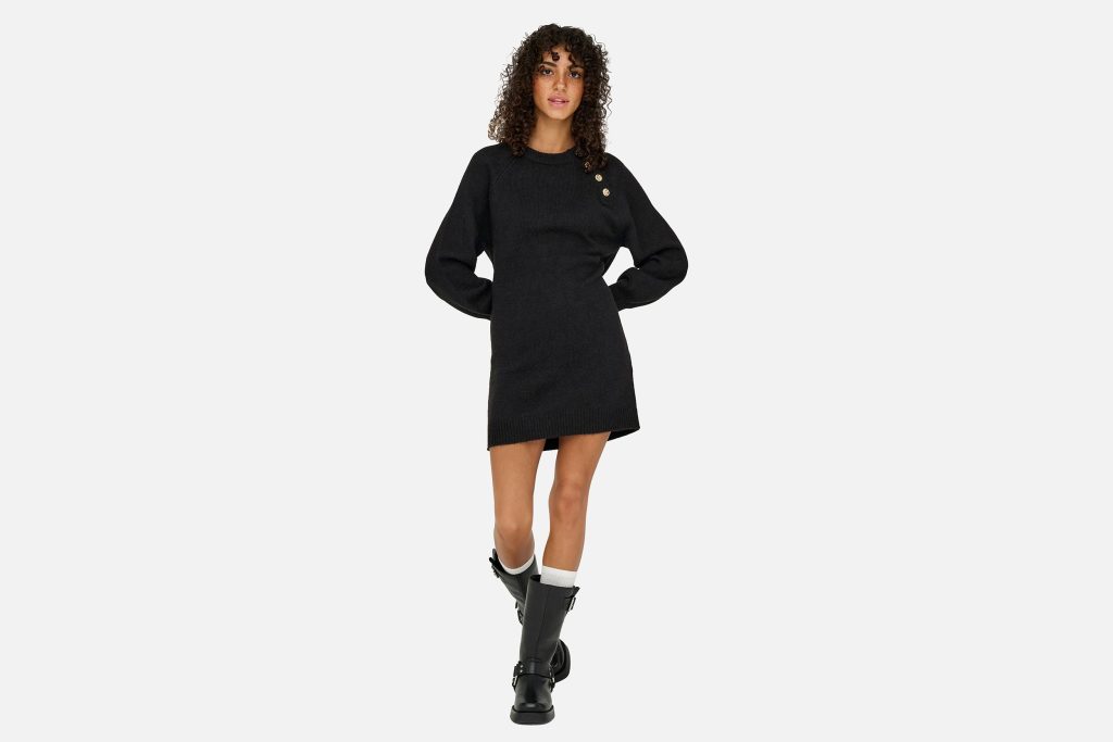 EMMA BUTTON DRESS BLACK