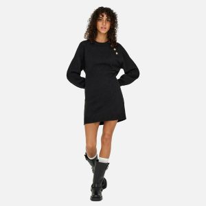 EMMA BUTTON DRESS BLACK – Image 2