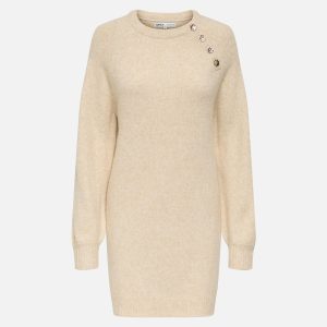 EMMA BUTTON DRESS STONE – Image 1