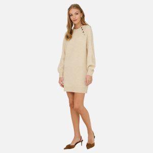 EMMA BUTTON DRESS STONE – Image 2