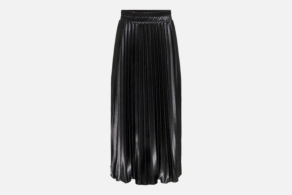 LYON PLEATED SHINE SKIRT BLACK