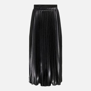 LYON PLEATED SHINE SKIRT BLACK - Image 1
