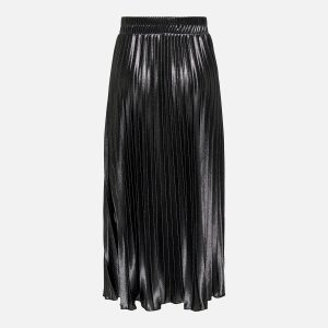 LYON PLEATED SHINE SKIRT BLACK - Image 2