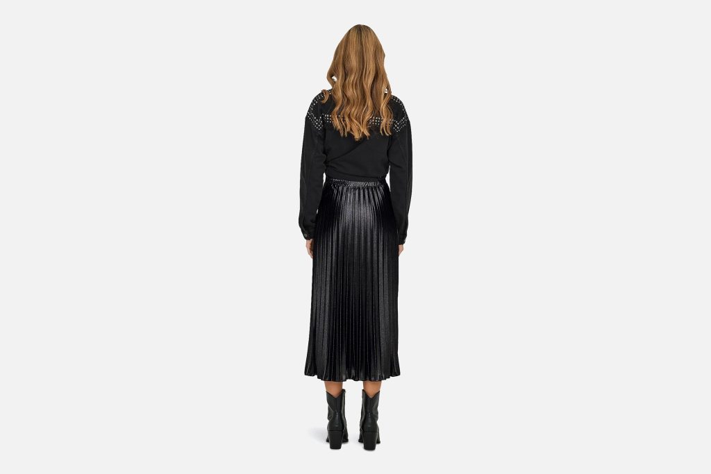 LYON PLEATED SHINE SKIRT BLACK
