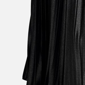 LYON PLEATED SHINE SKIRT BLACK - Image 6