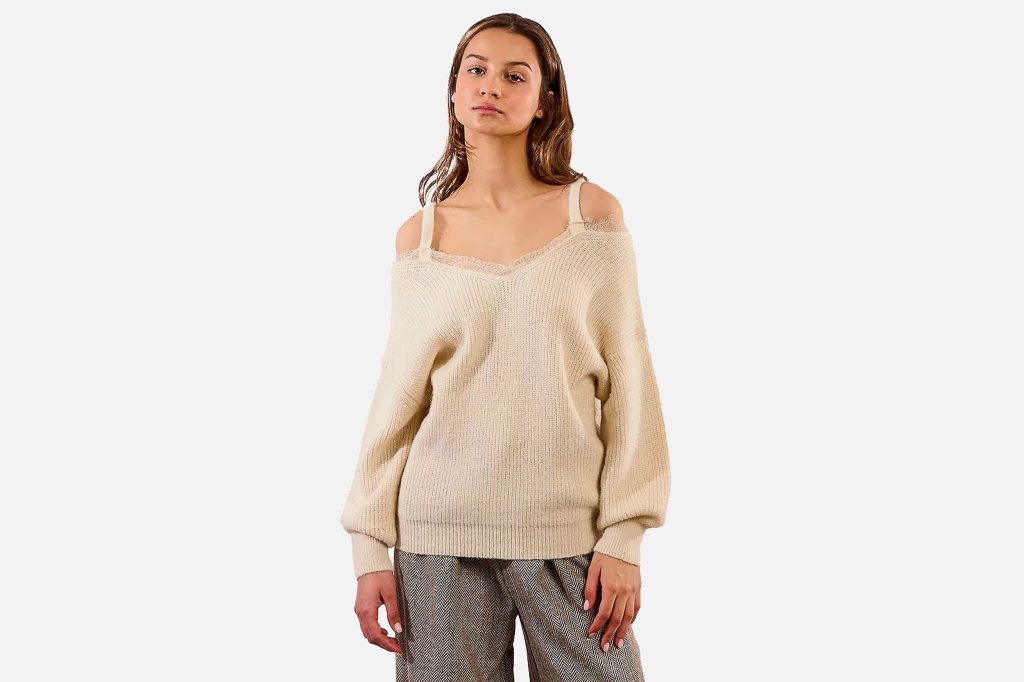 PULL BRETELLES MAILLE OFFWHITE