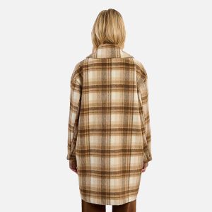 MANTEAU CARREAUX BEIGE - Image 2