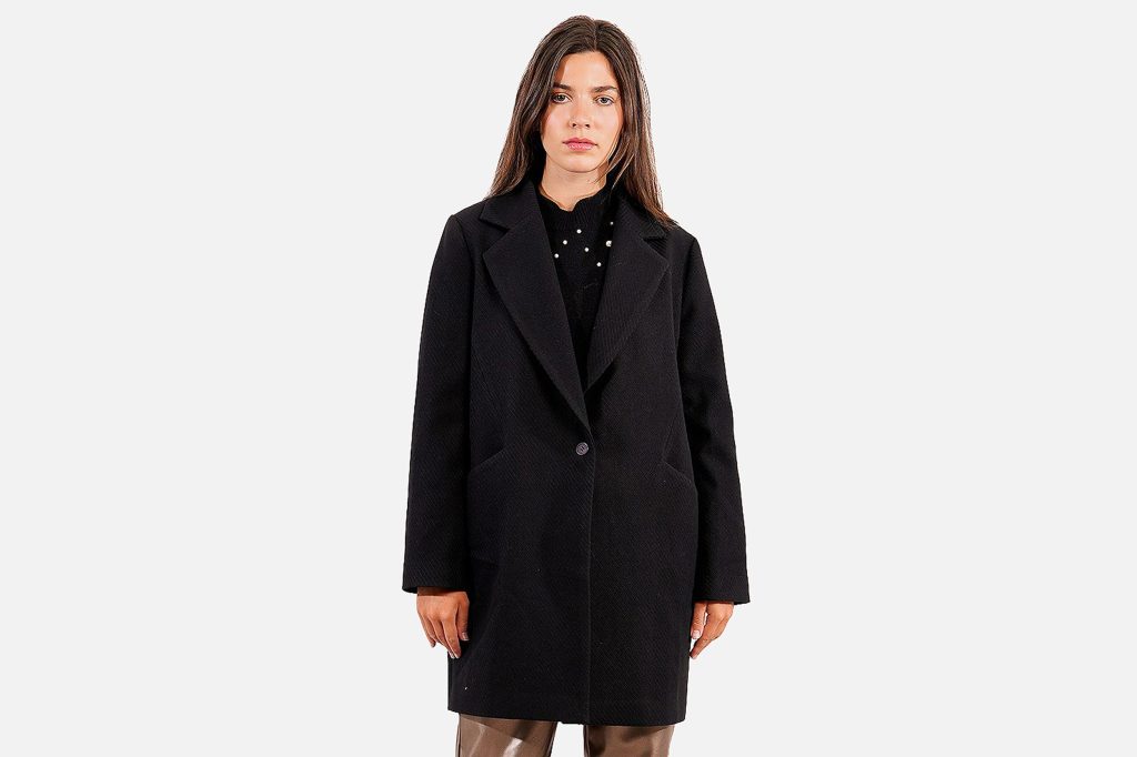 MANTEAU COL TAILLEUR NOIR