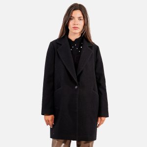 MANTEAU COL TAILLEUR NOIR - Image 1