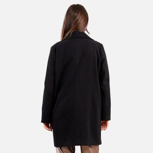 MANTEAU COL TAILLEUR NOIR - Image 2