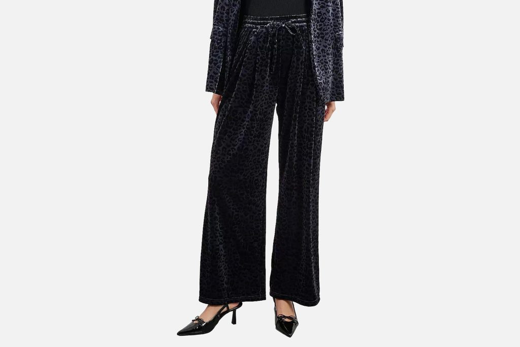 PANT VELOURS LEOPARD GRIS