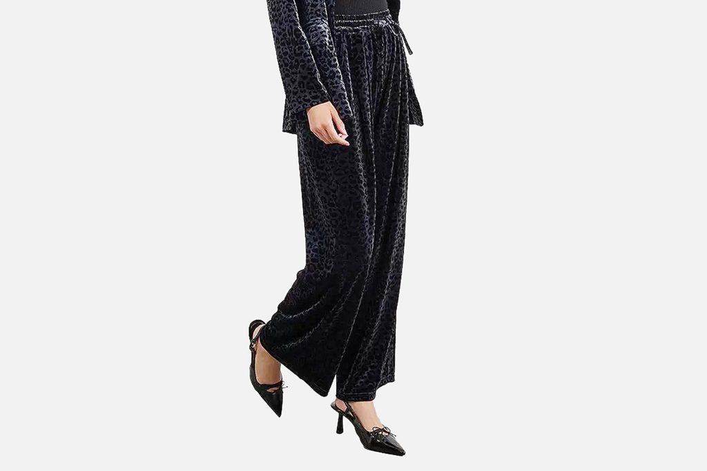 PANT VELOURS LEOPARD GRIS