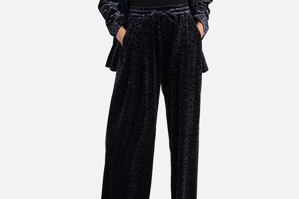 PANT VELOURS LEOPARD GRIS