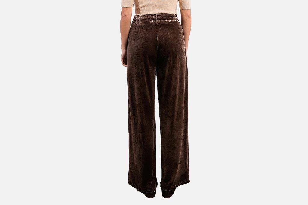 PANTALON LARGE VELOURS MARRON