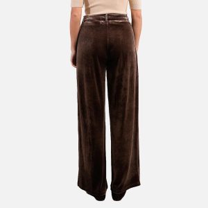 PANTALON LARGE VELOURS MARRON - Image 2