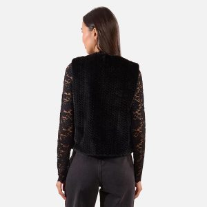 GILET FOURRURE ZIGZAG NOIR – Image 2