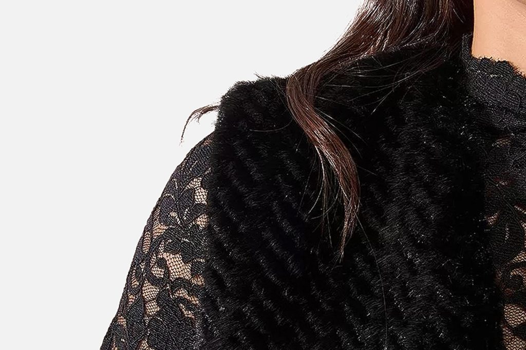 GILET FOURRURE ZIGZAG NOIR