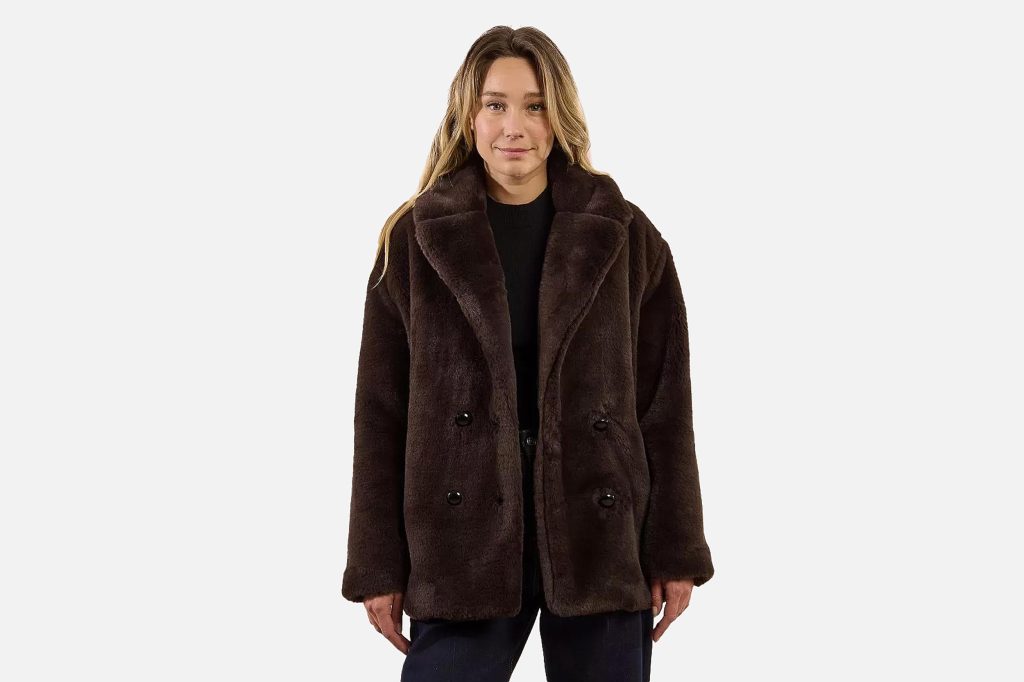 MANTEAU BOUTON FOURRURE MARRON