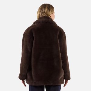 MANTEAU BOUTON FOURRURE MARRON - Image 2