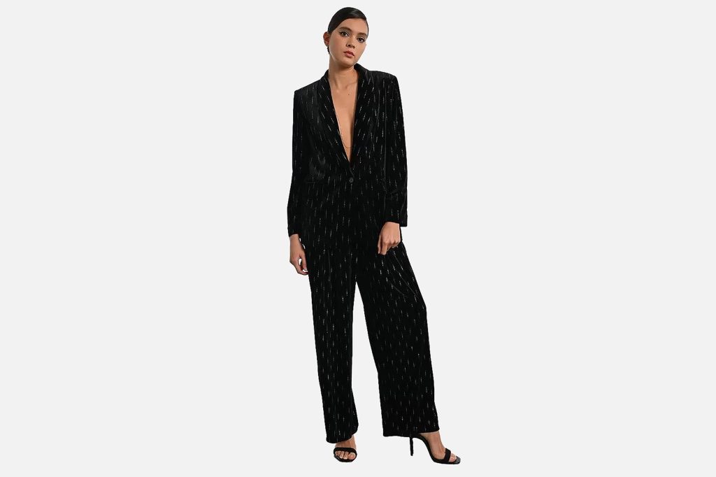 PANT VELOURS STRASS NOIR