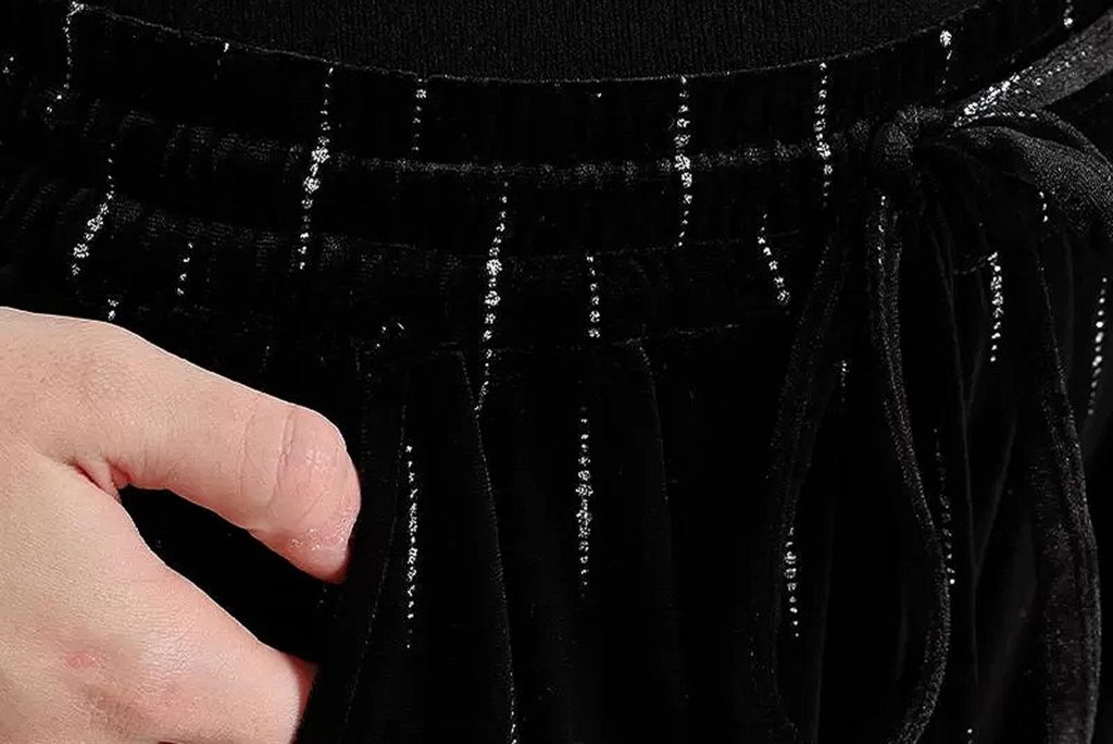PANT VELOURS STRASS NOIR