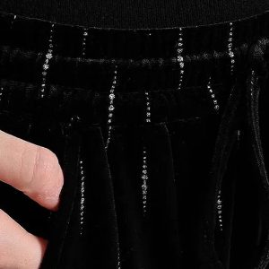 PANT VELOURS STRASS NOIR - Image 4