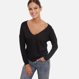 PULL ALYSON NOIR RAYURES - Image 1