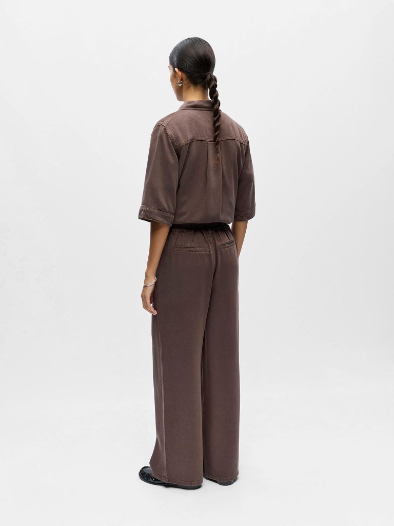 OBJFRAME LISA WIDE MW PANT NOOS SEAL BROWN