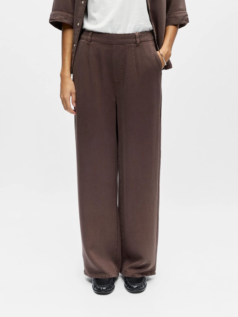 OBJFRAME LISA WIDE MW PANT NOOS SEAL BROWN