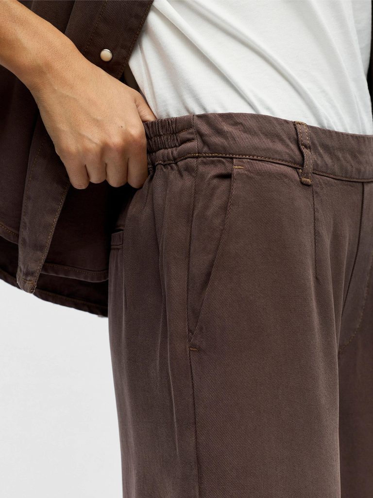 OBJFRAME LISA WIDE MW PANT NOOS SEAL BROWN