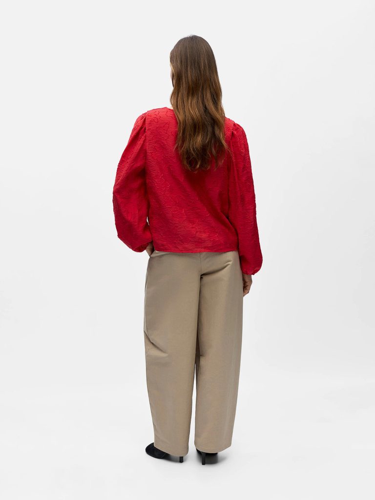 OBJADA SUKI LS RE V NECK POINSETTIA