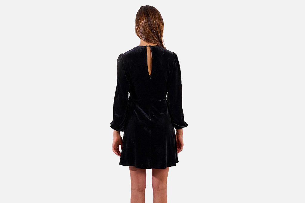 ROBE PORTEFEUILLE VELOURS NOIR
