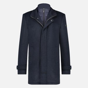 FUNNEL NECK COAT NAVY BLUE – Image 1