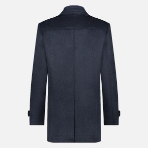 FUNNEL NECK COAT NAVY BLUE – Image 2